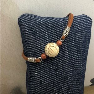 12mm round engraved Howlite bracelet